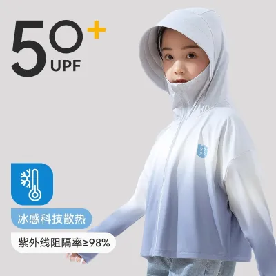 Kids Boys And Girls Fashion Casual Gradual Color Ice Silk Cool UPF 50+ Sun Protection Coat