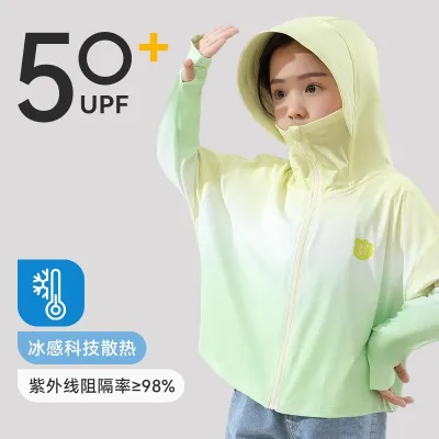 Kids Boys And Girls Fashion Casual Gradual Color Ice Silk Cool UPF 50+ Sun Protection Coat