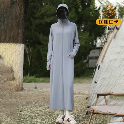Women Fashion Casual Summer Solid Color Breathable Ice Silk Long Lens UPF 50+ Sun Protection Clothing