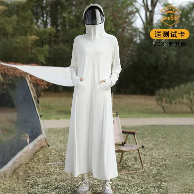 Women Fashion Casual Summer Solid Color Breathable Ice Silk Long Lens UPF 50+ Sun Protection Clothing