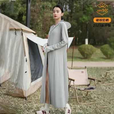 Women Fashion Casual Summer Solid Color Breathable Ice Silk Long UPF 50+ Sun Protection Clothing