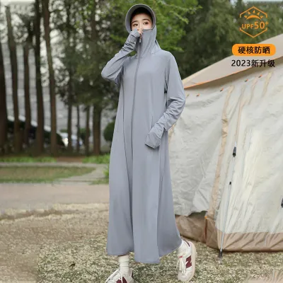 Women Fashion Casual Summer Solid Color Breathable Ice Silk Long UPF 50+ Sun Protection Clothing