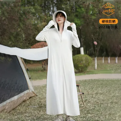 Women Fashion Casual Summer Solid Color Breathable Ice Silk Long UPF 50+ Sun Protection Clothing