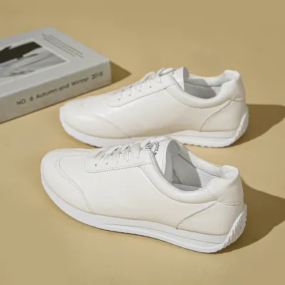 Women Fashion Casual Lifestyle Round-Toe Soft Sole White Sneakers Plus Size