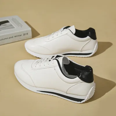 Women Fashion Casual Lifestyle Round-Toe Soft Sole White Sneakers Plus Size