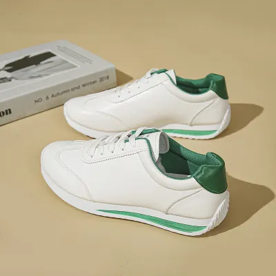 Women Fashion Casual Lifestyle Round-Toe Soft Sole White Sneakers Plus Size