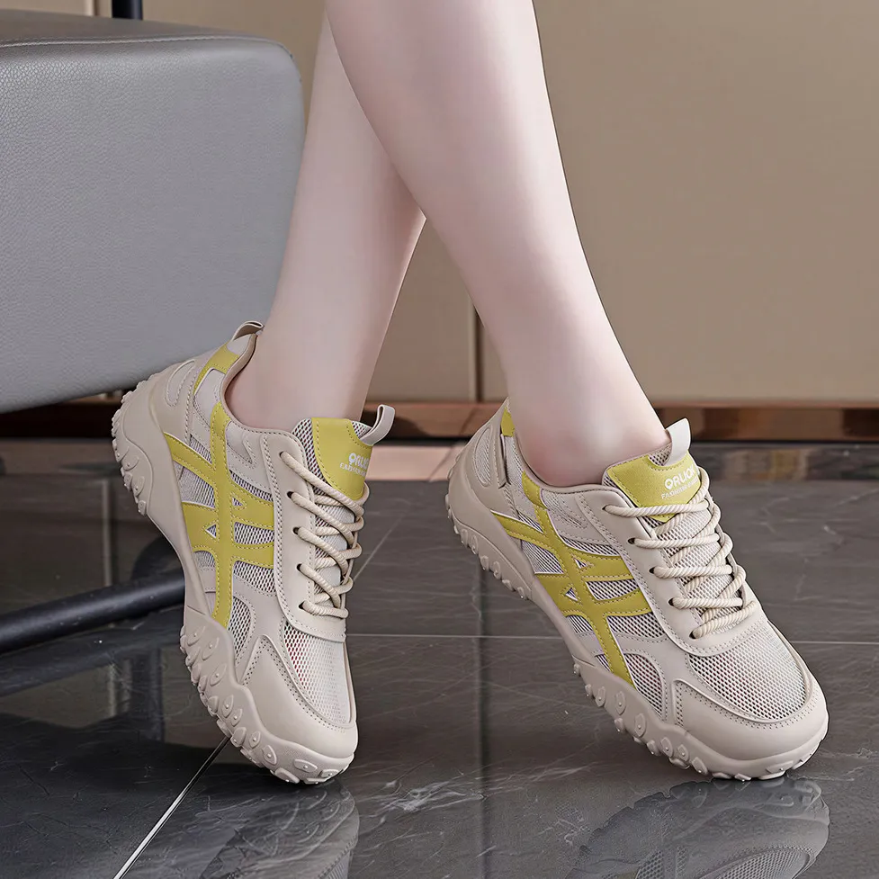 Women's Casual Lifestyle Lightweight Breathable Mesh Stripe Sneakers