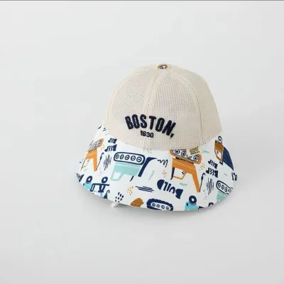 Kids Baby Boys And Girls Fashion Cartoon Summer Thin Big Brim UPF 50+ Sun Protection Hat
