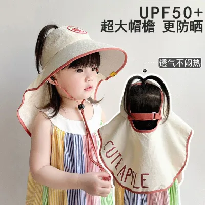 Kids Boys And Girls Fashion Casual Summer Big Brim UPF 50+ Sun Protection Hat Viscose Fiber Dome
