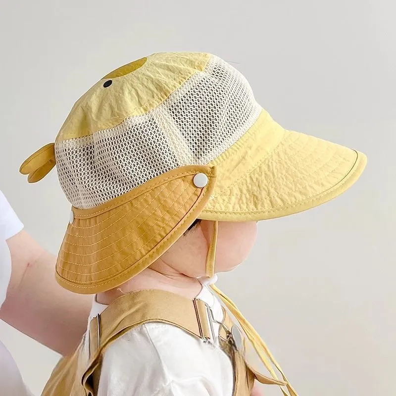 Kids Baby Boys And Girls Fashion Casual Wide Brim Detachable Shawl UPF 50+ Sun Protection Hat