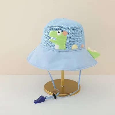 Kids Boys And Girls Fashion Cute Dinosaur Breathable Mesh Big Brim UPF 50+ Sun Protection Hat