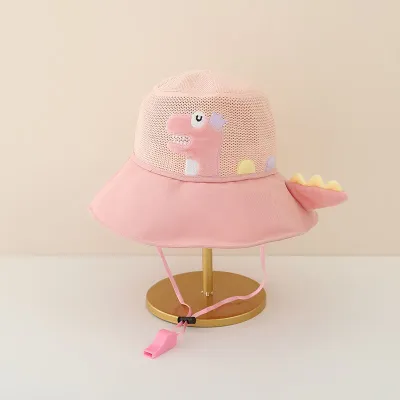 Kids Boys And Girls Fashion Cute Dinosaur Breathable Mesh Big Brim UPF 50+ Sun Protection Hat