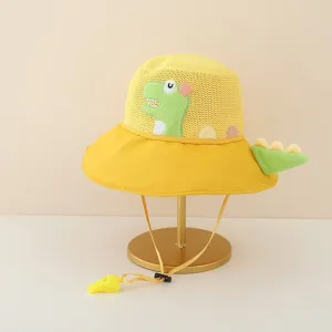 Kids Boys And Girls Fashion Cute Dinosaur Breathable Mesh Big Brim UPF 50+ Sun Protection Hat
