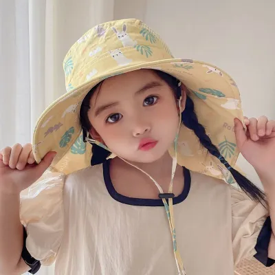 Kids Boys And Girls Fashion Cute Summer Thin Large Brim UPF 50+ Sun Protection Hat