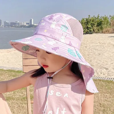 Kids Boys And Girls Fashion Cute Summer Thin Large Brim UPF 50 Sun Protection Hat