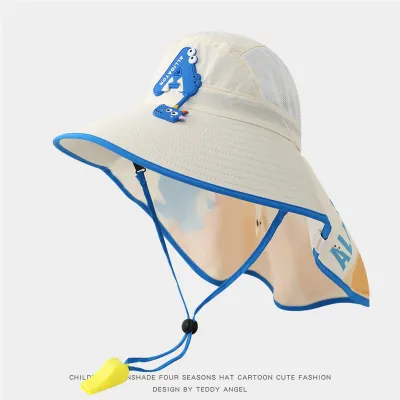 Kids Boys Girls Fashion Letter Print Big Brim UPF 50+ Sun Protection Hat