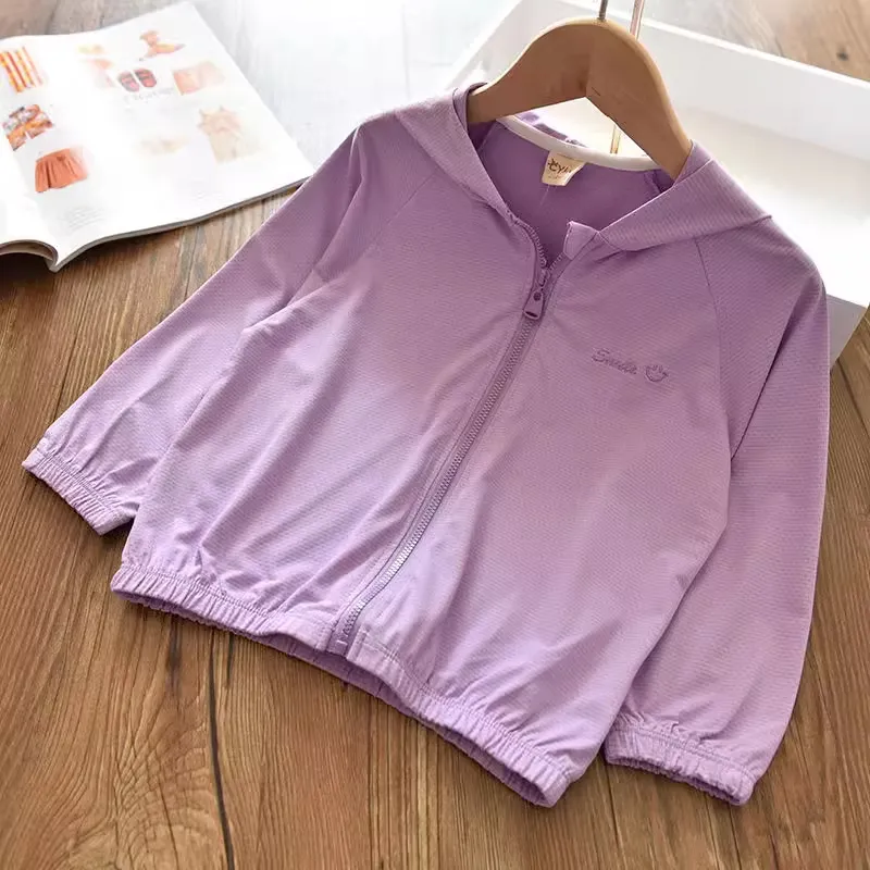 Kids Boys And Girls Fashion Casual Summer Solid Color Ice Silk UPF 50+ Sun Protection Coat