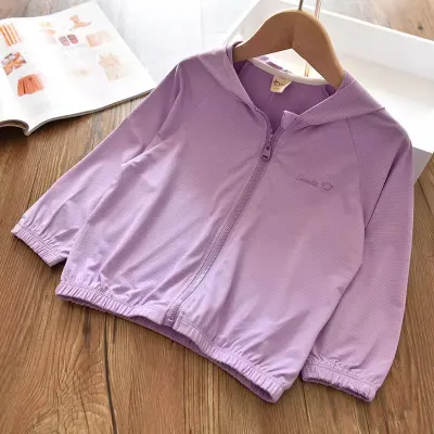 Kids Boys And Girls Fashion Casual Summer Solid Color Ice Silk UPF 50+ Sun Protection Coat