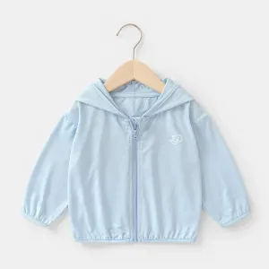 Kids Boys And Girls Fashion Casual Summer Solid Color Ice Silk Breathable UPF 50+ Sun Protection Coat