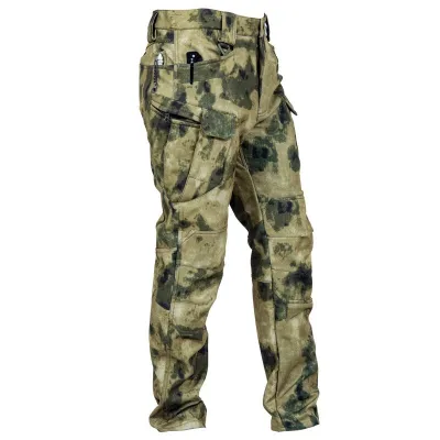 Men's Fashion Casual Camouflage Fleece-Lined Multi-Pocket Cargo Pants