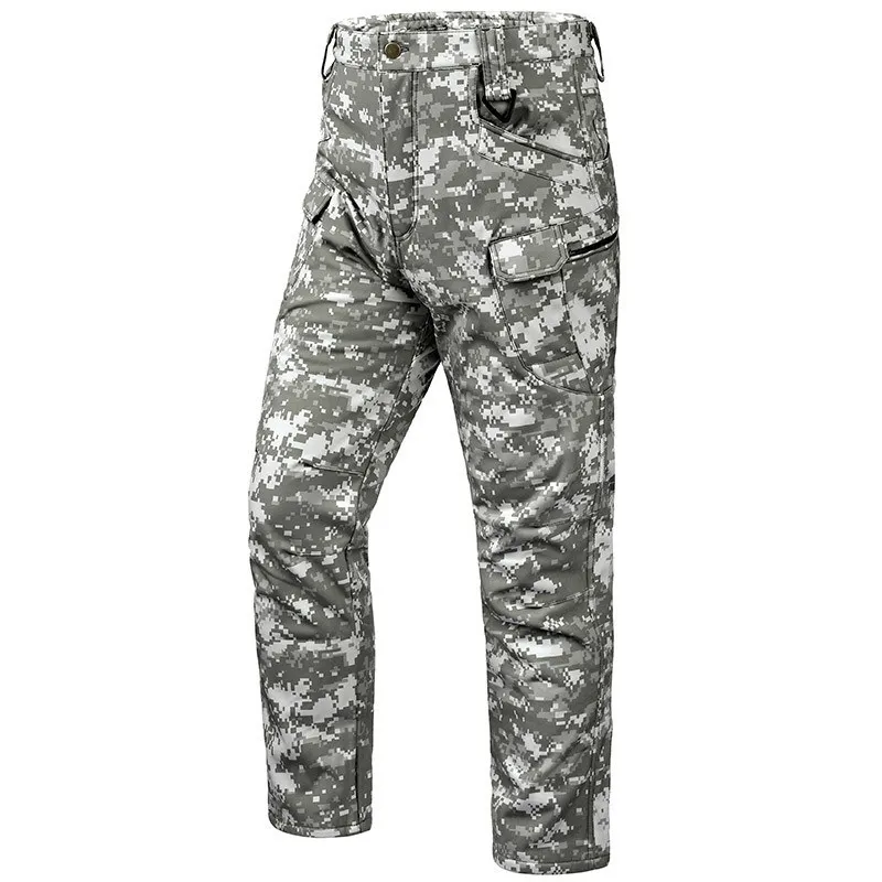Men's Fashion Casual Camouflage Fleece-Lined Multi-Pocket Cargo Pants