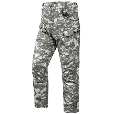Men's Fashion Casual Camouflage Fleece-Lined Multi-Pocket Cargo Pants