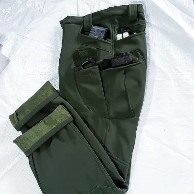 Men's Fashion Casual Camouflage Fleece-Lined Multi-Pocket Cargo Pants