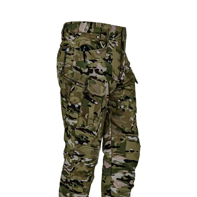 Men's Fashion Casual Camouflage Fleece-Lined Multi-Pocket Cargo Pants