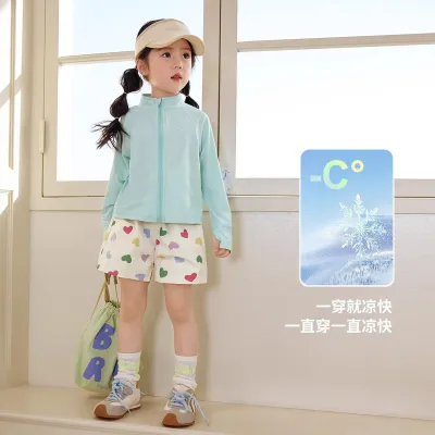 Kids Girls Fashion Casual Summer Solid Color Ice Silk Breathable UPF 50+ Sun Protection Coat