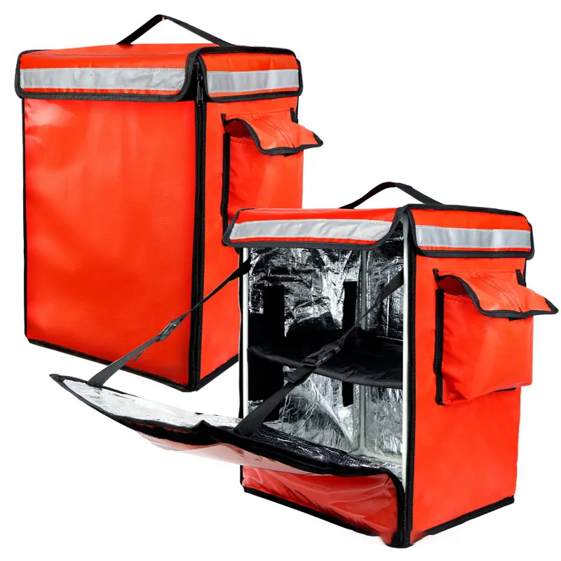 Fashion Solid Color 42L Insulation Double Shoulder Back Layered Waterproof Delivery Box Lunch Bags