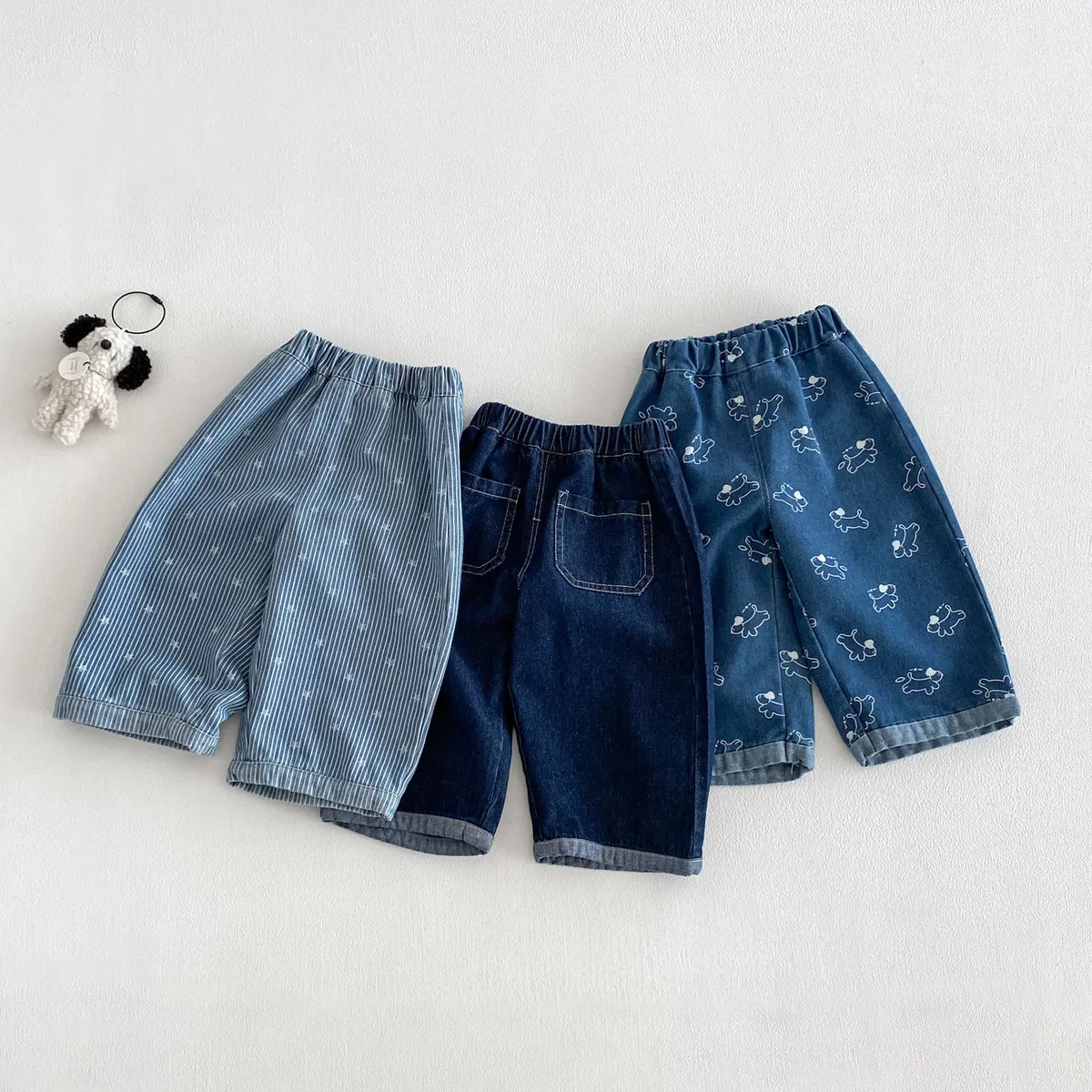 Kids Baby Girls Fashion Cartoon Printed Jeans Cotton Blend