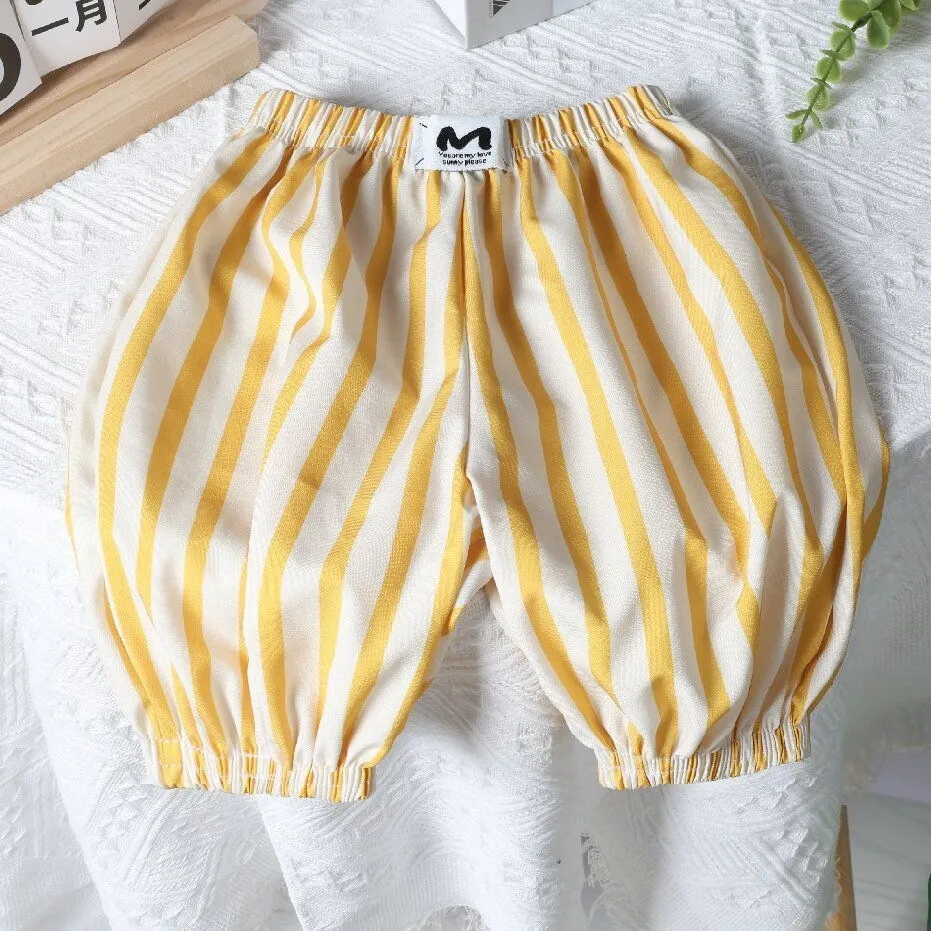 Kids Baby Boys And Girls Fashion Casual Summer Stripe Loose Cropped Pants