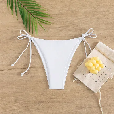 Women Fashion Sexy Solid Color Lace-Up Bikini Bottom