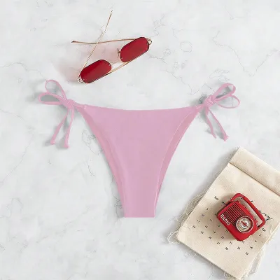 Women Fashion Sexy Solid Color Lace-Up Bikini Bottom