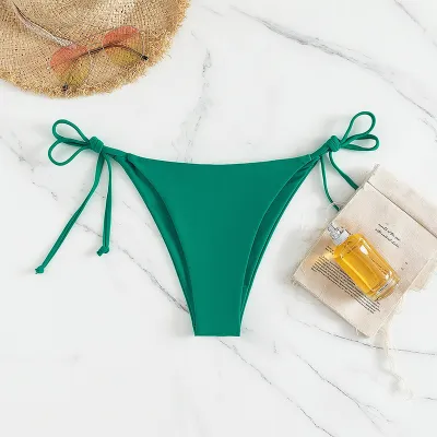 Women Fashion Sexy Solid Color Lace-Up Bikini Bottom