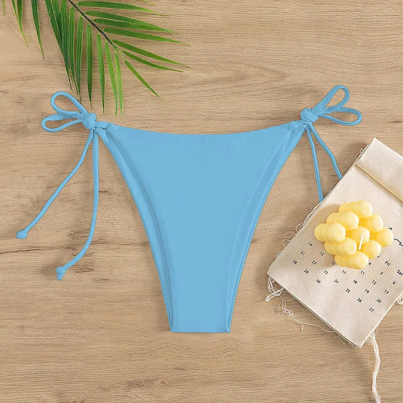 Women Fashion Sexy Solid Color Lace-Up Bikini Bottom