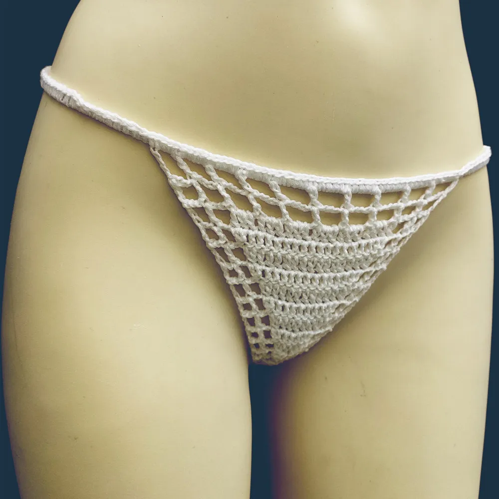 Women Fashion Sexy Solid Color Crochet Bikini Bottom