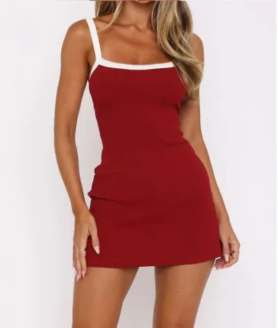 Women Fashion Sexy Summer Y2K Spaghetti Strap Tight Dress