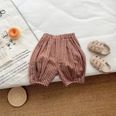 Kids Baby Boys Fashion Casual Summer Stripe Cotton Thin Loose Pants