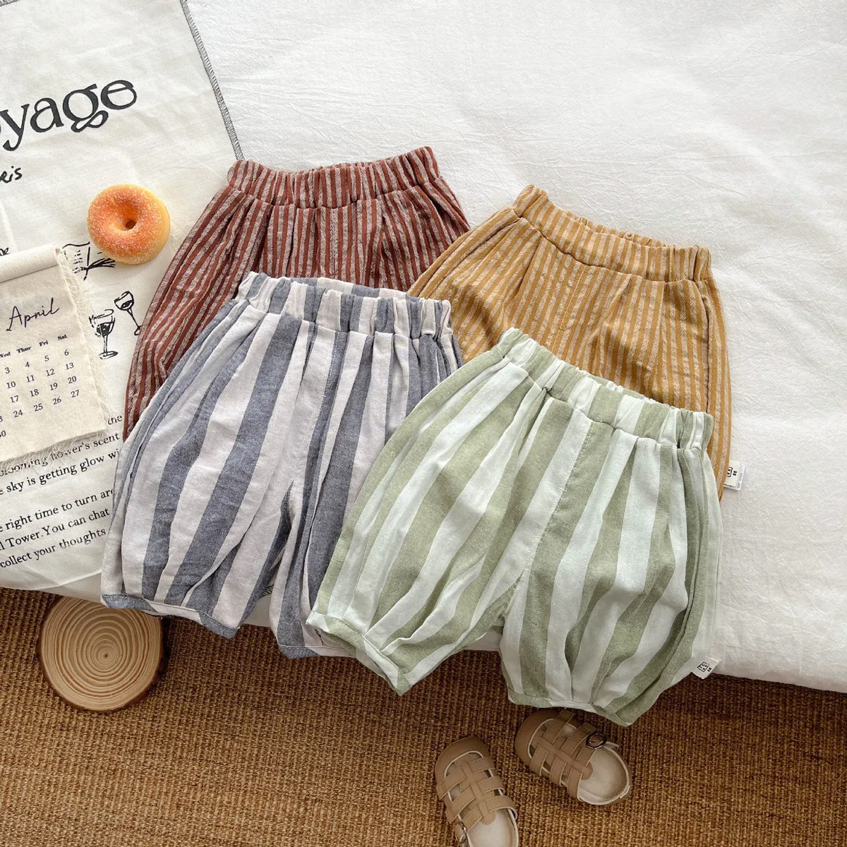 Kids Baby Boys Fashion Casual Summer Stripe Cotton Thin Loose Pants