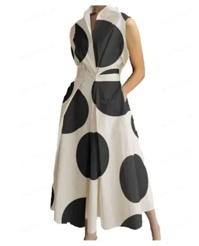 Women Fashion Casual Summer Office V-Neck Sleeveless Loose Dress