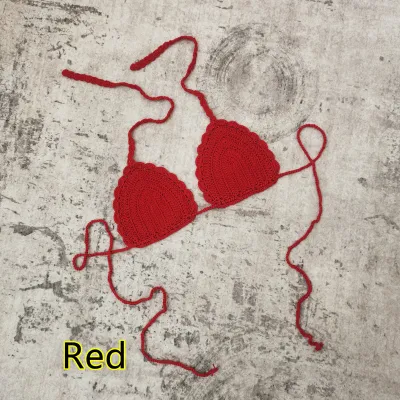 Women Fashion Sexy Solid Color Crochet Bikini Top