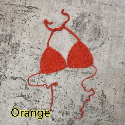 Women Fashion Sexy Solid Color Crochet Bikini Top