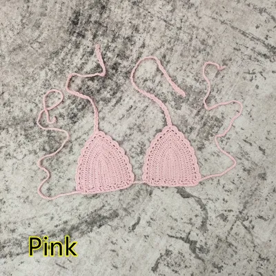 Women Fashion Sexy Solid Color Crochet Bikini Top