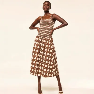 Summer Vacation Style Women'S Fashion Printed Sling Midi Dress