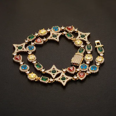 Hip Hop Multicolor Zircon Star Copper Bracelet