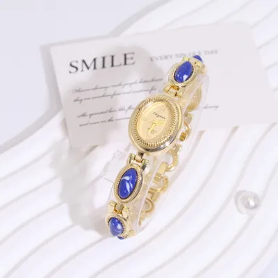Women Fashion Turquoise Alloy Oval Watch Leisure Casual Style