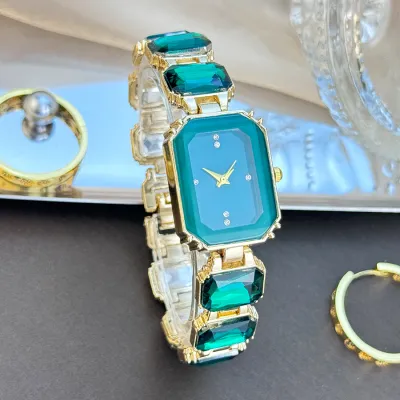 Women Fashion Square Rhinestone Watch Metal Alloy Pointer