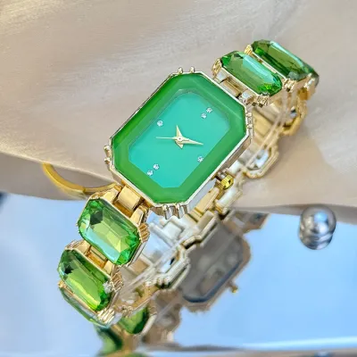 Women Fashion Square Rhinestone Watch Metal Alloy Pointer