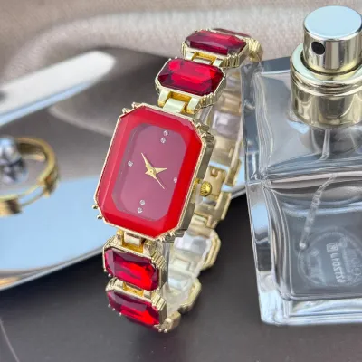 Women Fashion Square Rhinestone Watch Metal Alloy Pointer